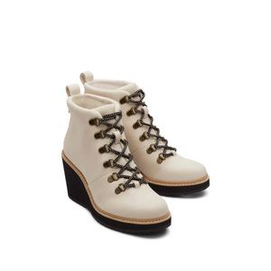 TOMS Melrose Beige Water Resistant Lace-Up Wedge Boot